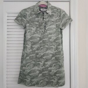 Vineyard Vines Girls Camouflage Henley Shirt Dress Medium Pockets Short Sleeve